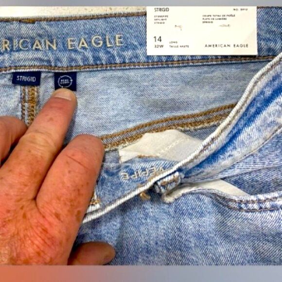 American Eagle Stovepipe Distressed Stretch Jeans 14 Long 32x33 NWT - Picture 9 of 12